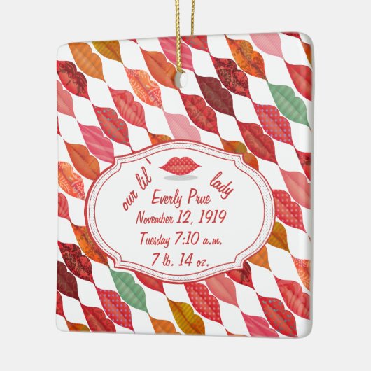 Birth Stats Hipster Baby Girl Retro Lil Lady Keramisch Ornament (Links)