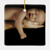 Birth Stats Hipster Baby Girl Retro Lil Lady Keramisch Ornament (Achterkant)