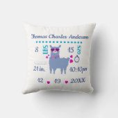 Birth Stats Llama Baby Boy Newborn Gift Kussen (Achterkant)