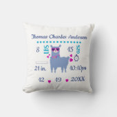 Birth Stats Llama Baby Boy Newborn Gift Kussen (Voorkant)