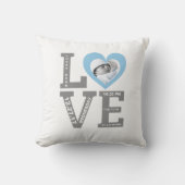 Birth Stats | Modern Typografie Baby Blue Kussen (Voorkant)