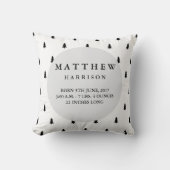 Birth Stats Modern Woodland Nursery Pillow Kussen (Voorkant)