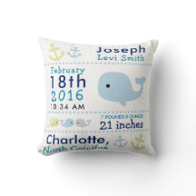 Birth Stats Nautical Whale Nursery Sierkussen