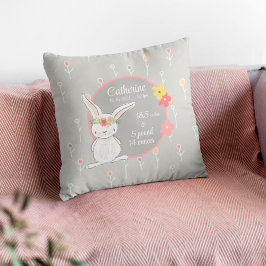 Birth Stats Pillow met kleine Bunny Kussen
