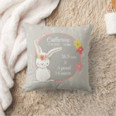 Birth Stats Pillow met kleine Bunny Kussen (Deken)