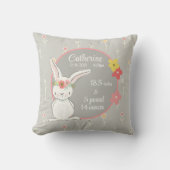 Birth Stats Pillow met kleine Bunny Kussen (Voorkant)