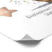 Birth Stats Pink Baby Clouds Nursery Wall Art Poster (Hoek)