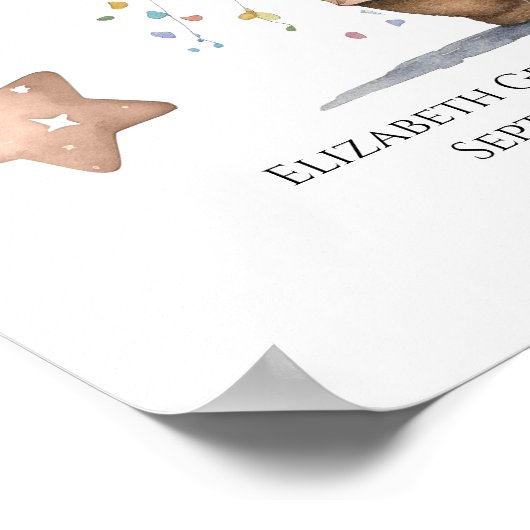 Birth Stats Pink Baby Clouds Nursery Wall Art Poster (Hoek)