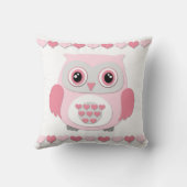 Birth Stats Pink Grey Owl Nursery Sierkussen (Achterkant)