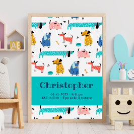 Birth Stats Print Funny Dogs