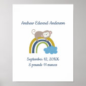 Birth Stats Rainbow Boho New Baby Boy Poster (Voorkant)