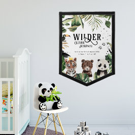 Birth Stats Room Décor | Oerwoud Naam Kind Wimpel