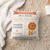 Birth Stats Safari Lion Nursery Pillow Kussen (Deken)
