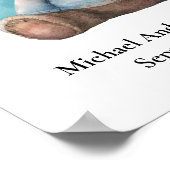 Birth Stats Teddy Bear Blue Baby Nursery Poster (Hoek)