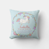 Birth Stats Unicorn Nursery Pillow Kussen (Voorkant)