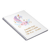 Birth Stats Unicorn Pink Blue Gold, Girly Notitieboek (Rechterzijde)