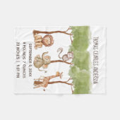 Birth Stats Woodland Oerwoud Safari Animals Baby Fleece Deken (Voorkant (Horizontaal))
