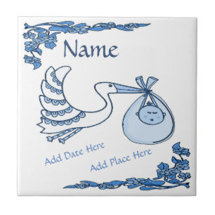 Birth Tile, Blue Dutch Kijk, Personalize Tegeltje