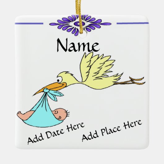 Birth Tile, Dutch Kijk, Personaliseren Keramisch Ornament (Voorkant)