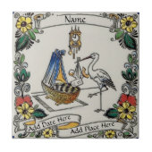Birth Tile, Dutch Kijk, Personaliseren Tegeltje (Voorkant)