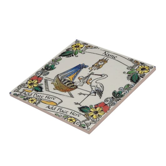Birth Tile, Dutch Kijk, Personaliseren Tegeltje (Zijkant)