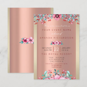 Birthay 16e Bridal Floral Roos Gold omlijst Kaart