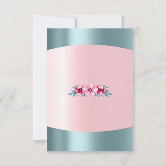 Birthay 16e bruids Bloemen Roze Blauw Water Aqua Kaart (Achterkant)