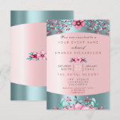 Birthay 16e bruids Bloemen Roze Blauw Water Aqua Kaart (Voorkant / Achterkant)