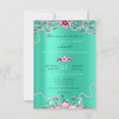 Birthay 16e bruids Floral Formal Parels Mint Pink Kaart (Voorkant)