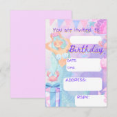 Birthay party mairmade, sirena verjaardagsmeisje kaart (Voorkant / Achterkant)