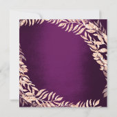 Birthda Party Wreath Glitter Roos Gold Plum Paars Kaart (Achterkant)