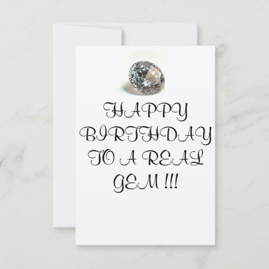 BIRTHDAAGKAART NAAR EEN ECHTE GEM KAART (Voorkant)
