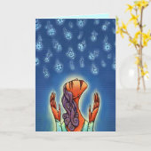 BIRTHDAAGKAART ~ VULLING STROOMVULDE SKY ~ ABSTRAC KAART (Gele Bloem)