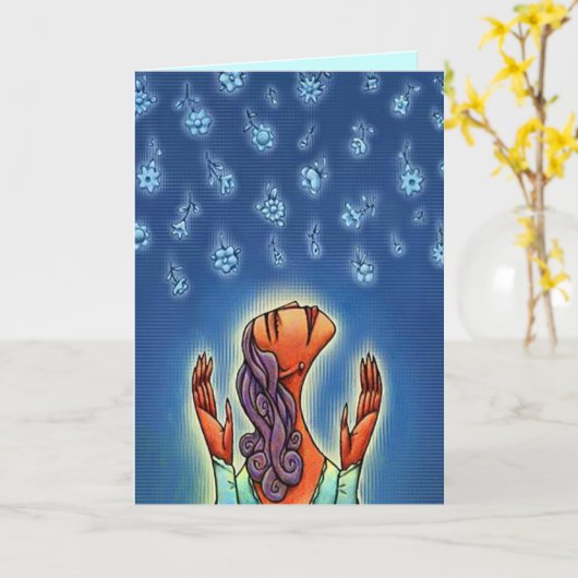 BIRTHDAAGKAART ~ VULLING STROOMVULDE SKY ~ ABSTRAC KAART (Gele Bloem)