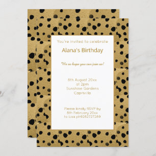 BIRTHDAG GOLD BLACK LEOPARD ANIMAAL PRINT KAART