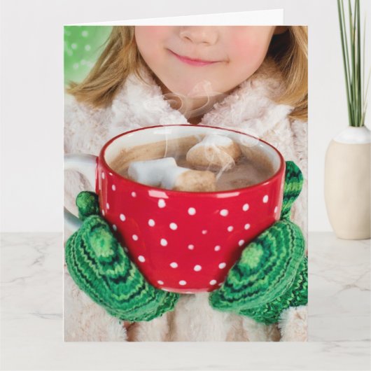 BIRTHDAG HOT CHOCOLAATE WINTER LITTLE GIRL CARDS KAART (Voorkant)