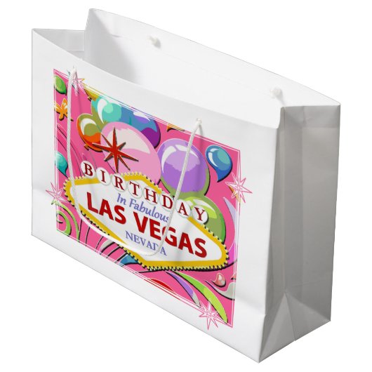 BIRTHDAG in Fabulous Las Vegas Gift Bag Large Cadeautasje (Voorkant Gekanteld)