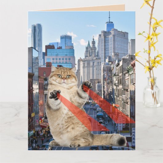 BIRTHDAG SUPERPOWER CAT OVER KAARTEN IN NEW YORK C (Gele Bloem)