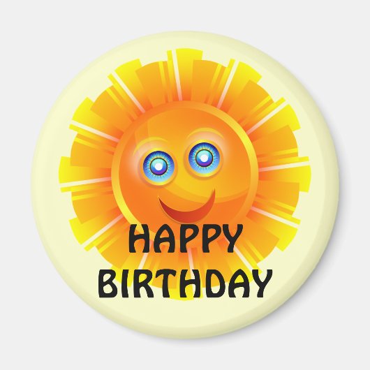 BIRTHDAG: Zonnejarige verjaardag blijdschap Magneet (Voorkant)