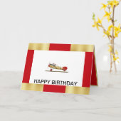 Birthdagkaart met het vliegtuig Red Barron Kaart (Gele Bloem)