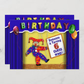 BIRTHDAGSE PARTIJINVITATIE -LEEFTIJD 6 - PUPPET ST KAART (Voorkant / Achterkant)