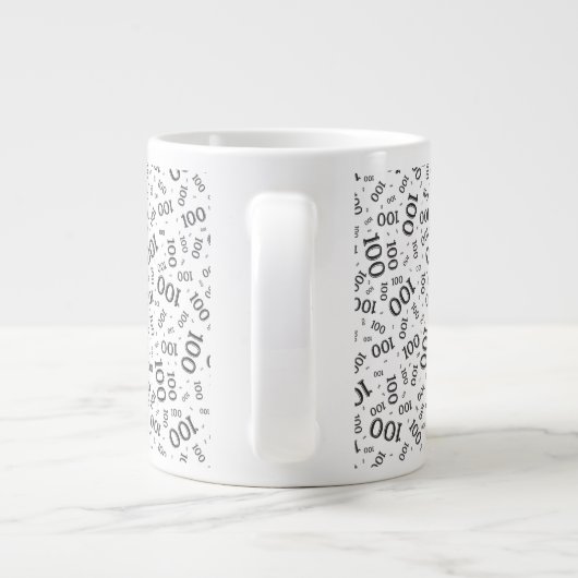 Birthday 100 Black/White Random Number Pattern Grote Koffiekop (Achterkant)