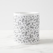 Birthday 100 Black/White Random Number Pattern Grote Koffiekop (Voorkant)