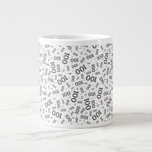 Birthday 100 Black/White Random Number Pattern Grote Koffiekop (Voorkant)