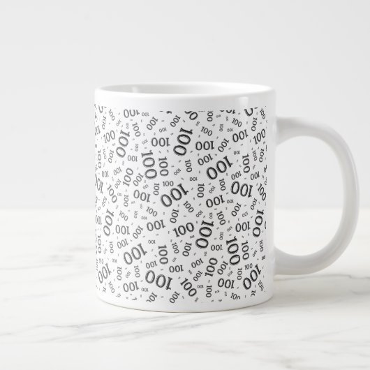 Birthday 100 Black/White Random Number Pattern Grote Koffiekop (Rechts)