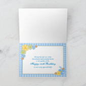 BIRTHDAY - 100th - BLAUWE GINGHAM/VLOEREN Kaart (Binnen)