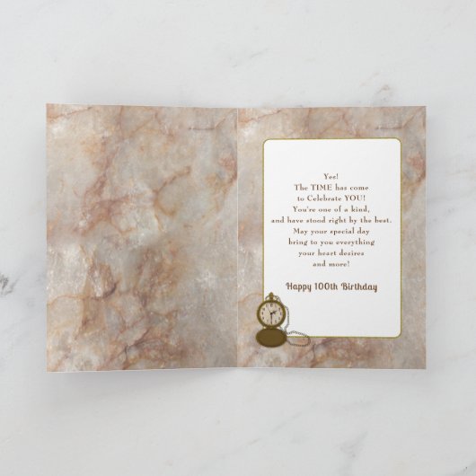 Birthday 100th Pocket Watch and Chain Kaart (Binnen)