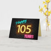 Birthday 105 neonteken op baksteen kaart (Gele Bloem)