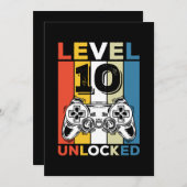 Birthday 10th Level Unlocked 10 Gaming Vintage Kaart (Voorkant / Achterkant)