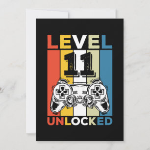 Birthday 11th Level Unlocked 11 Gaming Vintage Kaart
